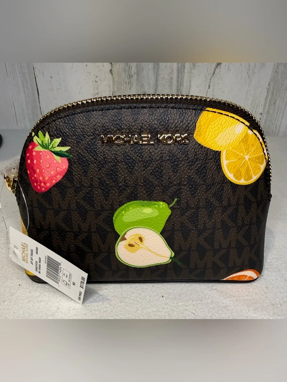 Michael Kors Jet Set Travel Pouch with Fruit Motif NWT